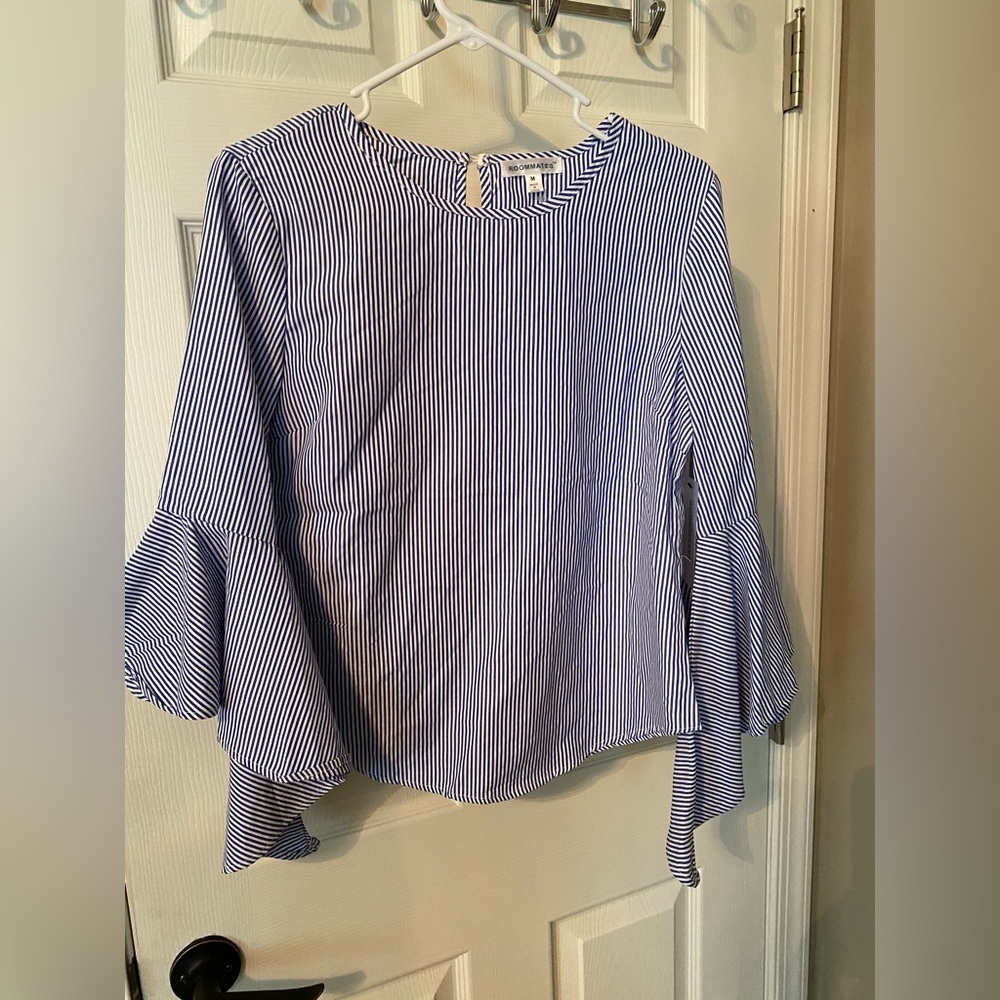 Pinstripe Trumpet Sleeve Shirt